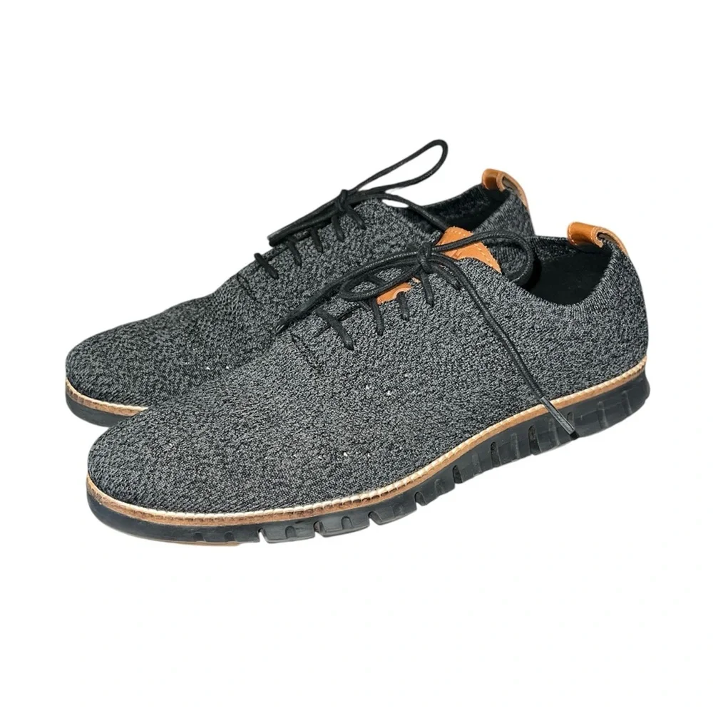 Cole Haan Men’s ZeroGrand Stitchlite Wingtip Oxford Black Gray Shoes Size 10